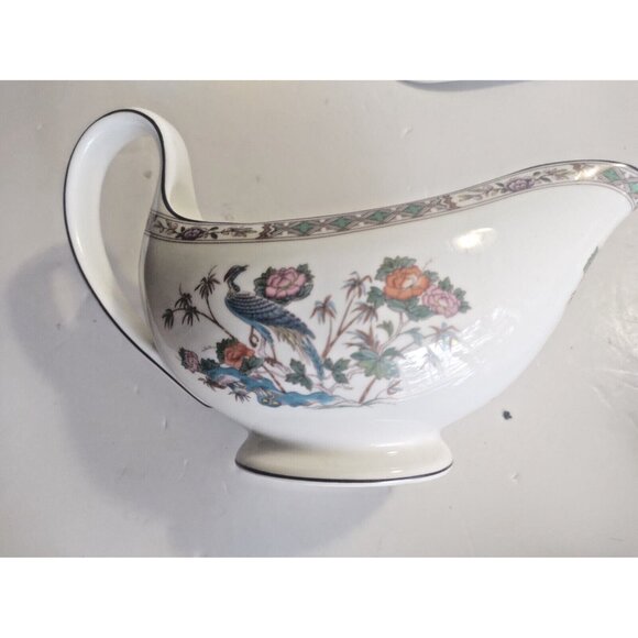 WEDGWOOD Kutani Crane Bone China Gravy Boat & Underplate, Like New - Picture 10 of 16